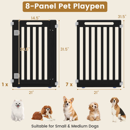 DirectDeals 8-panel pet playpen, 31.5 inches tall, HDPE panels, black frame with white slats on Tampa Home & Garden Store