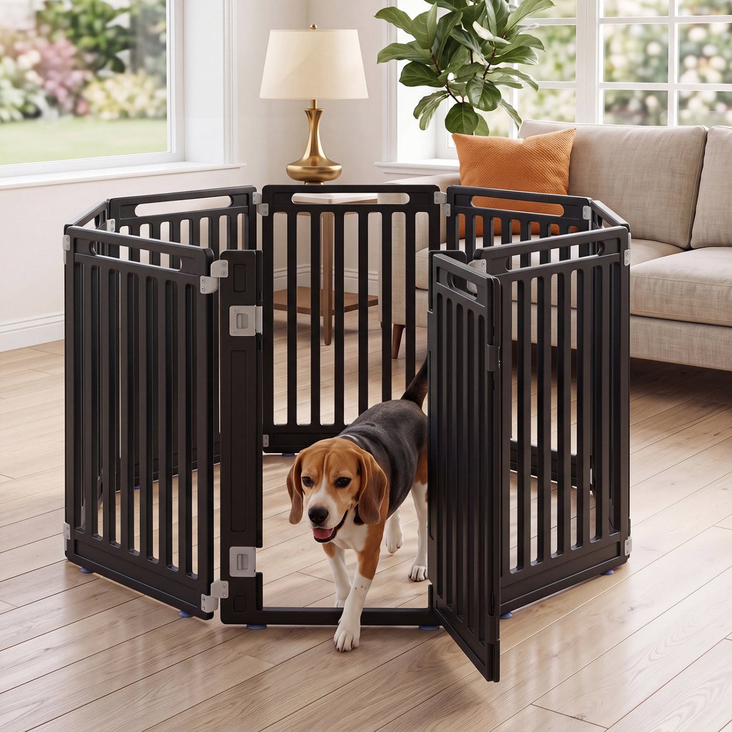 8-Panel Dog Playpen by DirectDeals, black HDPE panels, 31.5-in height for indooroutdoor use on Tampa Home & Garden Store