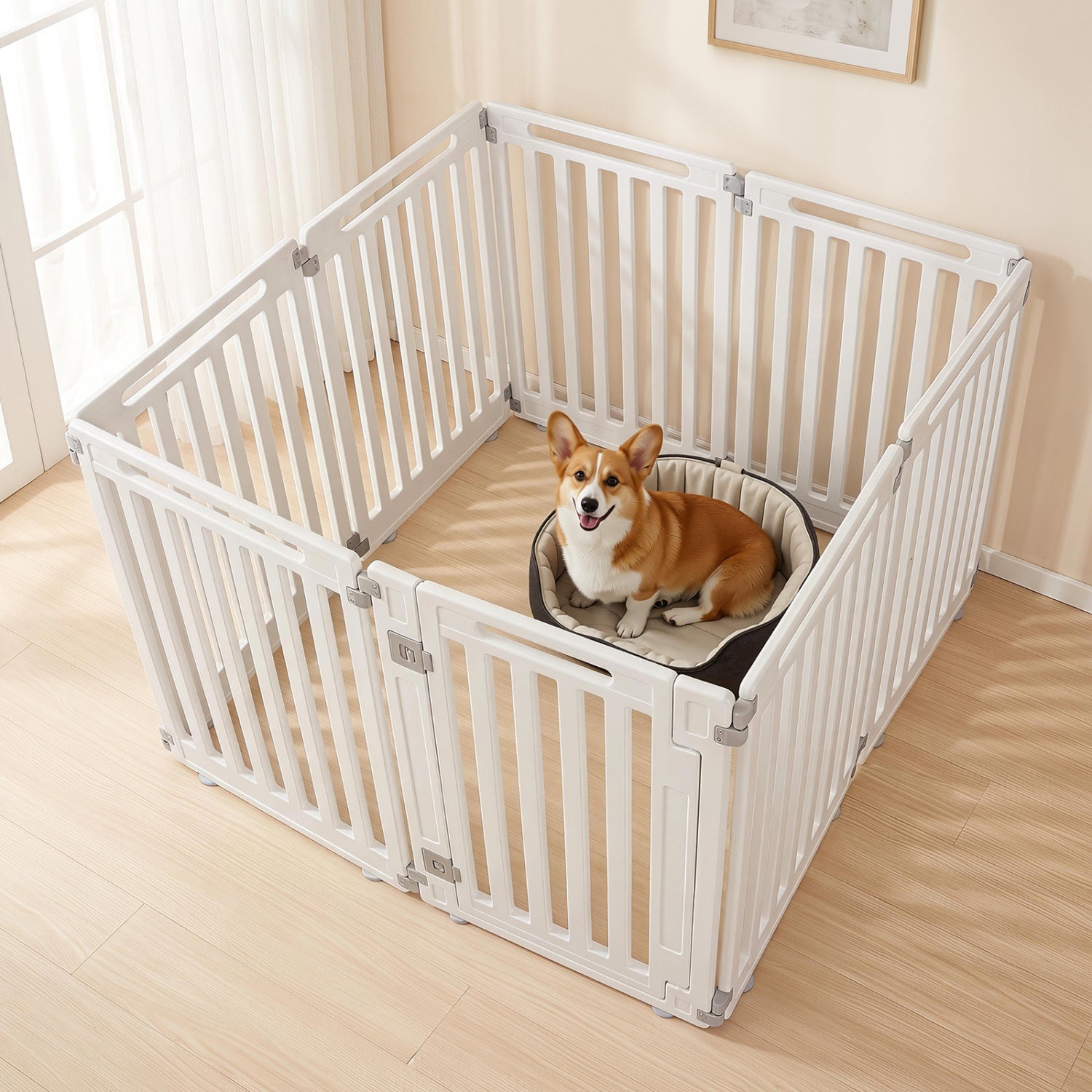 8-Panel Dog Playpen HDPE, white, 31.5in height, indoor/outdoor DirectDeals on Tampa Home & Garden Store