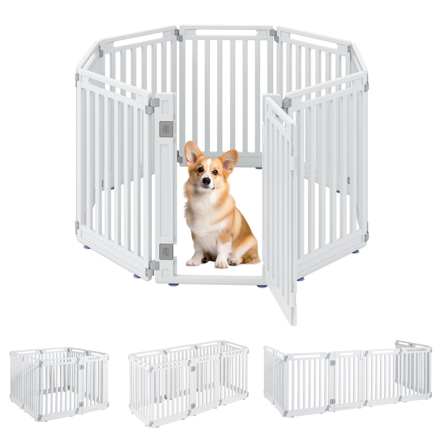 8-Panel Dog Playpen by DirectDeals, 31.5 in height, white HDPE pet enclosure with gate on Tampa Home & Garden Store