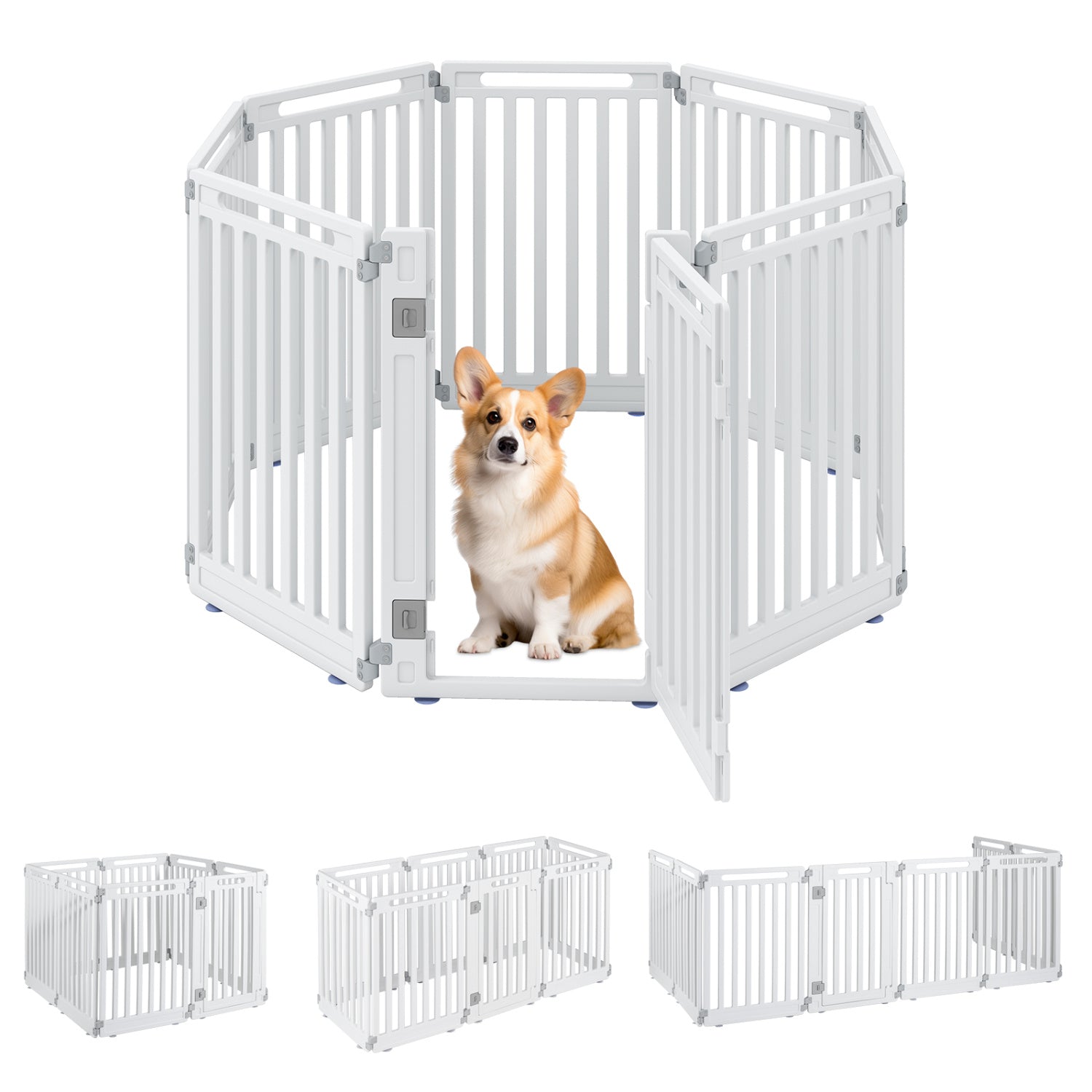 8-Panel Dog Playpen by DirectDeals, 31.5 in height, white HDPE pet enclosure with gate on Tampa Home & Garden Store