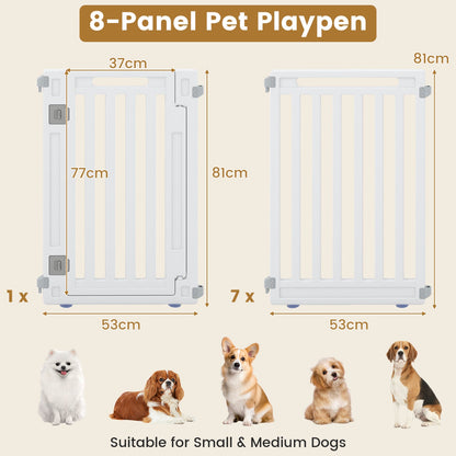8-Panel Pet Playpen white HDPE, 31.5 in height, indoor/outdoor dog pen, 8 panels total on Tampa Home & Garden Store