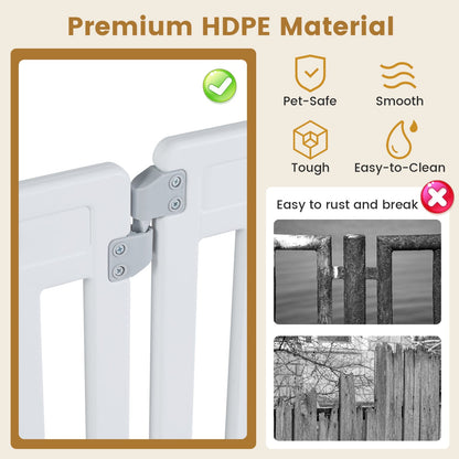 8-Panel Dog Playpen by DirectDeals, 31.5 in HDPE; white indoor/outdoor pet pen hinge close-up on Tampa Home & Garden Store