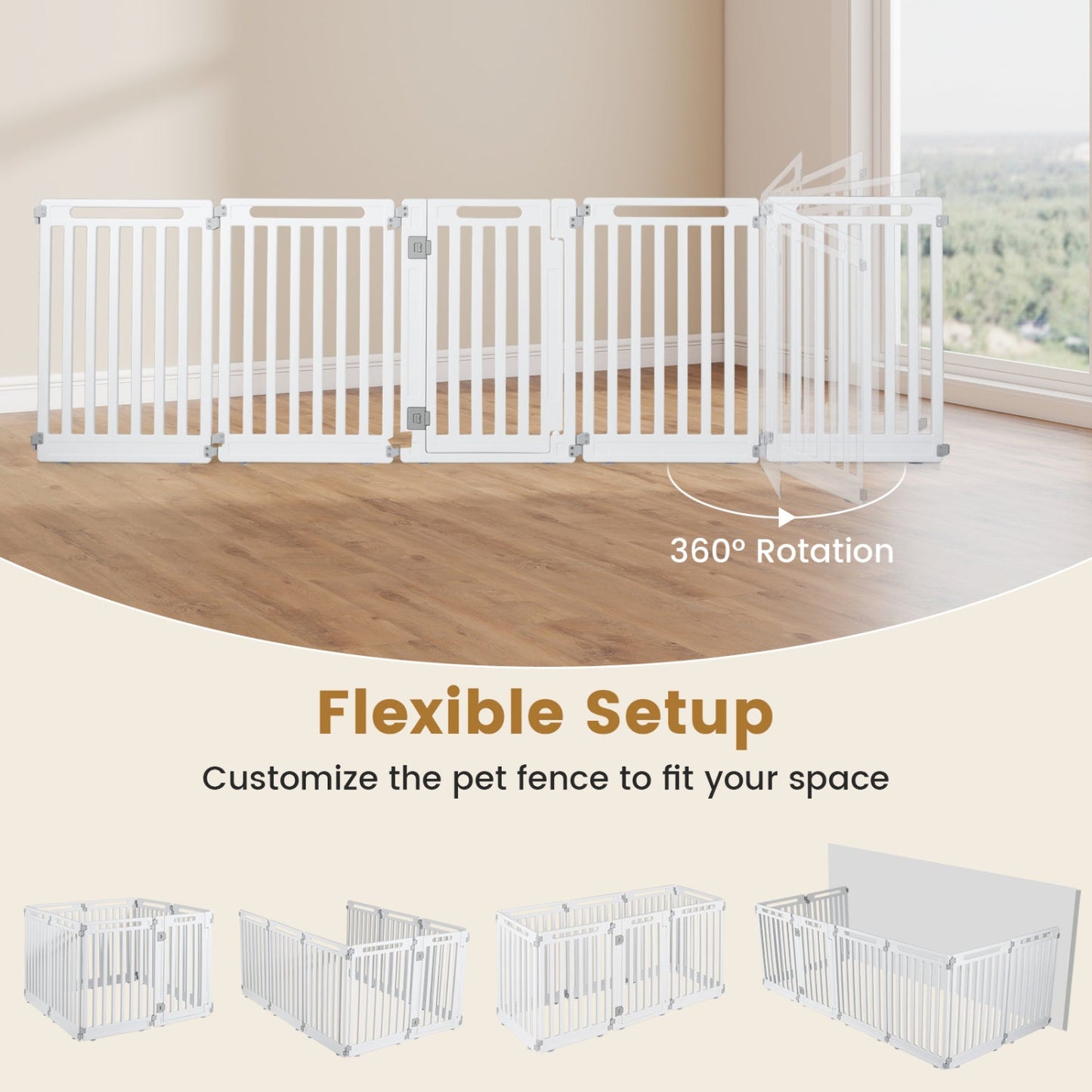 8-Panel Dog Playpen by DirectDeals, white HDPE panels, 31.5 in height, indoor/outdoor setup on Tampa Home & Garden Store