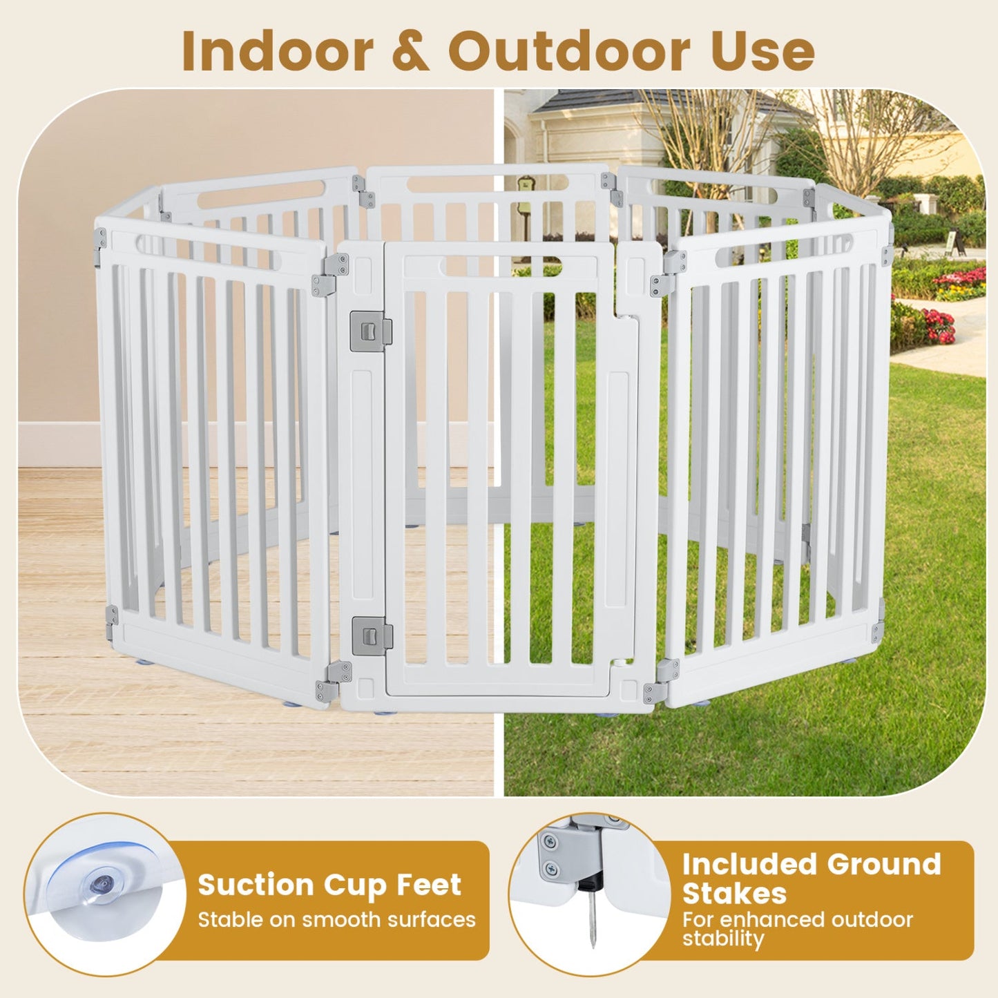 DirectDeals 8-Panel Dog Playpen, 31.5 in tall white HDPE indoor/outdoor pet fence with latch door on Tampa Home & Garden Store