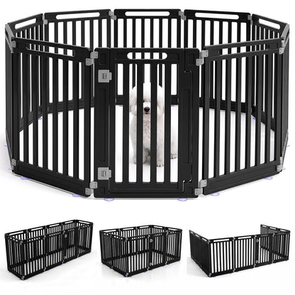 Dog Playpen 10-Panel 31.5in height, black metal pet fence with central gate, DirectDeals; 3 layouts on Tampa Home & Garden Store
