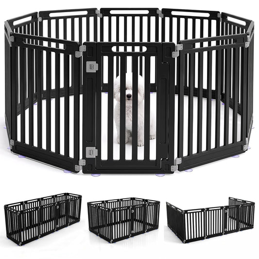 Dog Playpen 10-Panel 31.5in height, black metal pet fence with central gate, DirectDeals; 3 layouts on Tampa Home & Garden Store