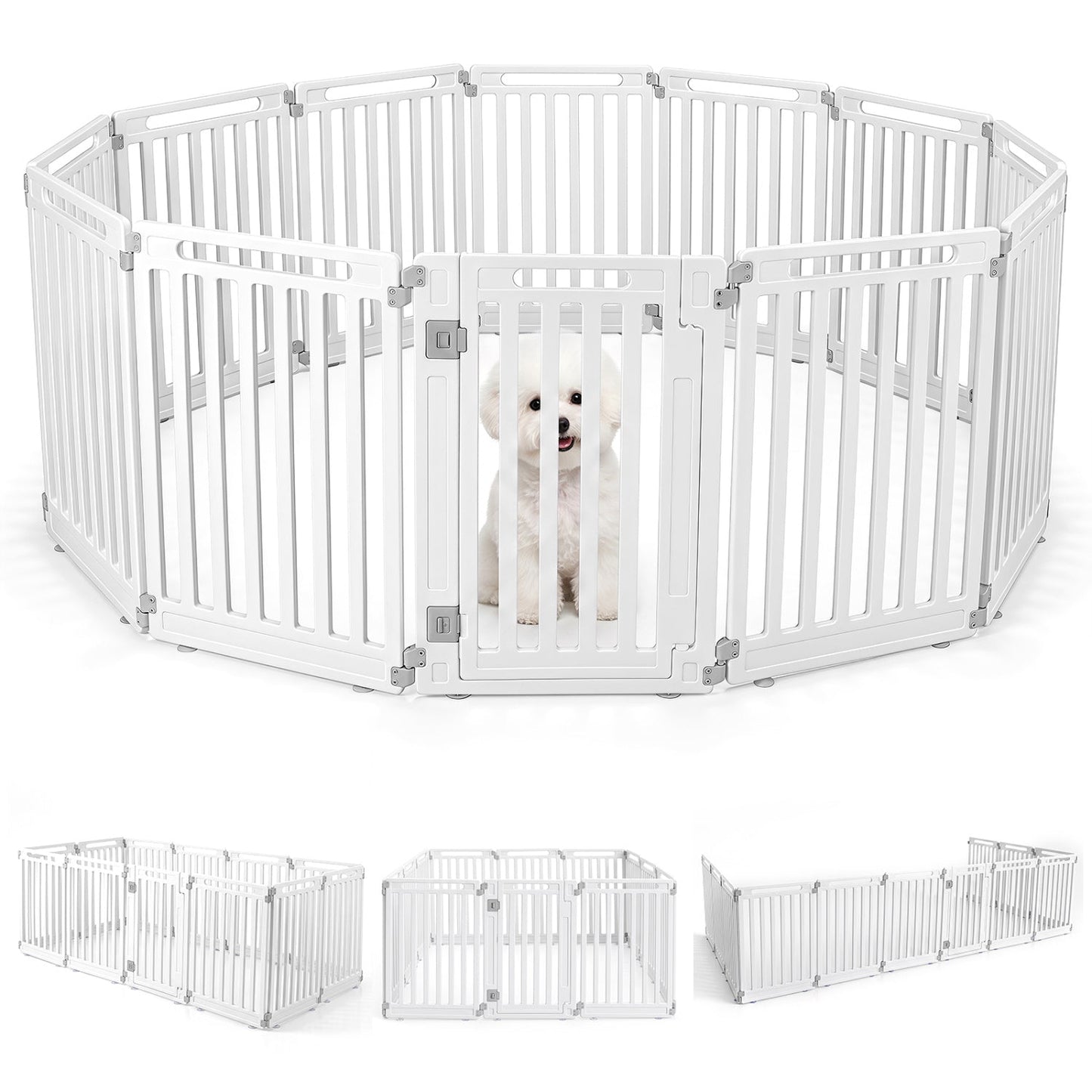 12-Panel Dog Playpen by DirectDeals, 31.5 inch white indoor/outdoor pet fence with a gate on Tampa Home & Garden Store