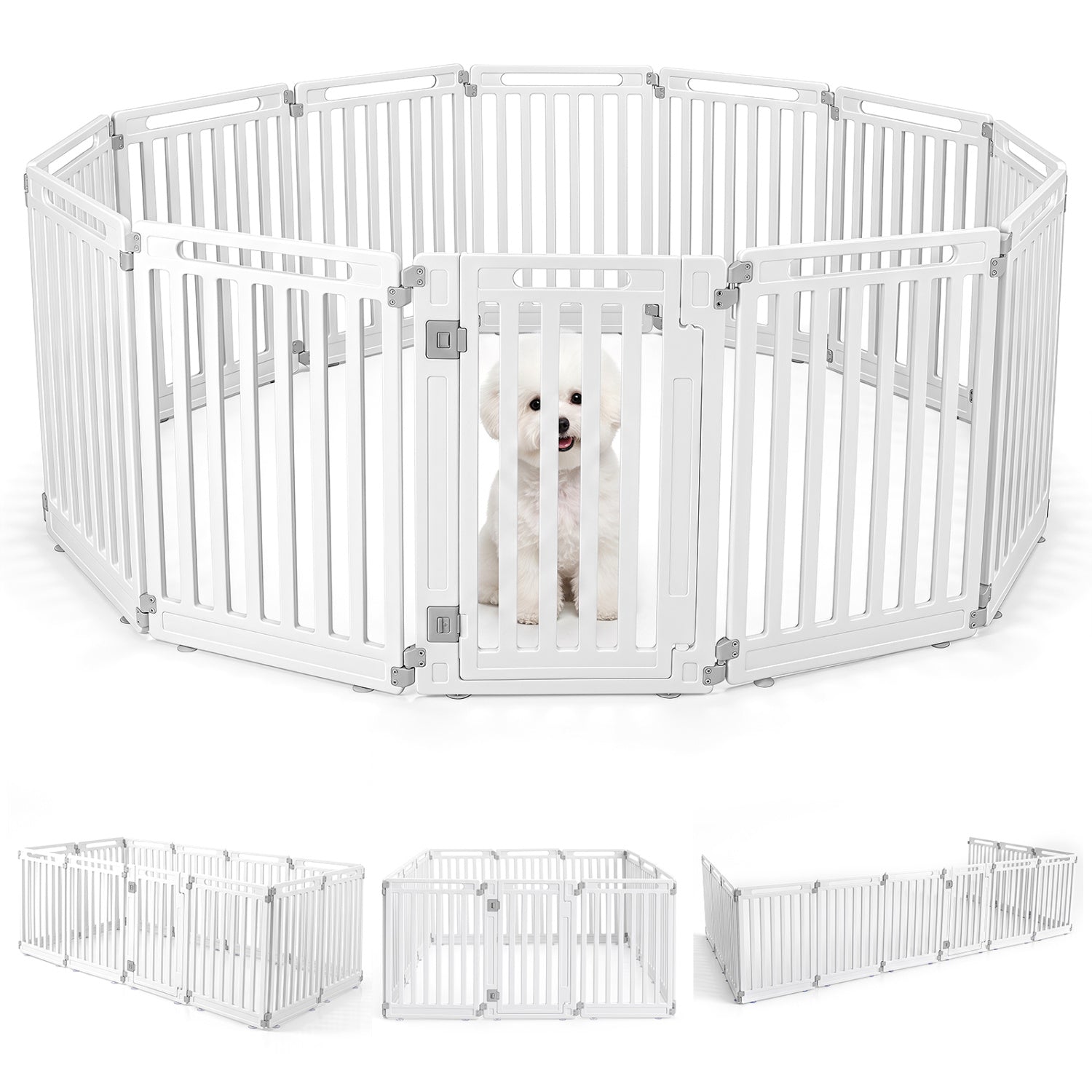 12-Panel Dog Playpen by DirectDeals, 31.5 inch white indoor/outdoor pet fence with a gate on Tampa Home & Garden Store