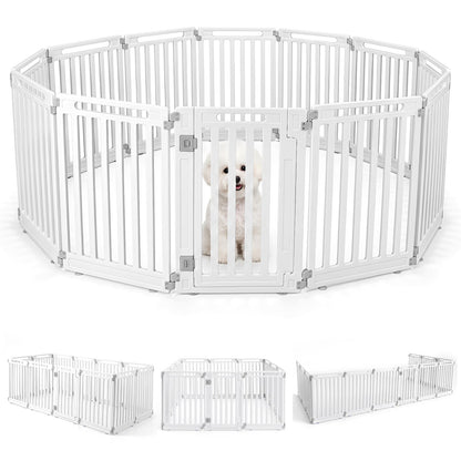 12-Panel Dog Playpen by DirectDeals, 31.5 inch white indoor/outdoor pet fence with a gate on Tampa Home & Garden Store