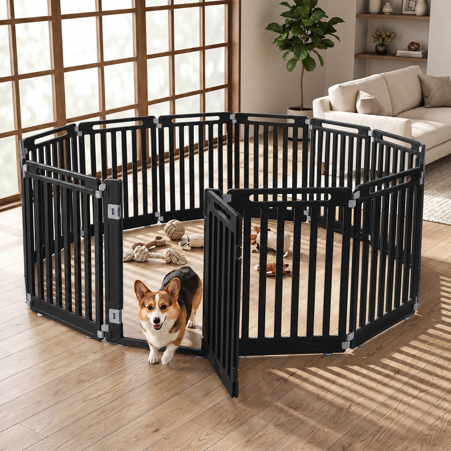 12-Panel Dog Playpen 31.5in height DirectDeals pet fence black modular indoor/outdoor enclosure on Tampa Home & Garden Store
