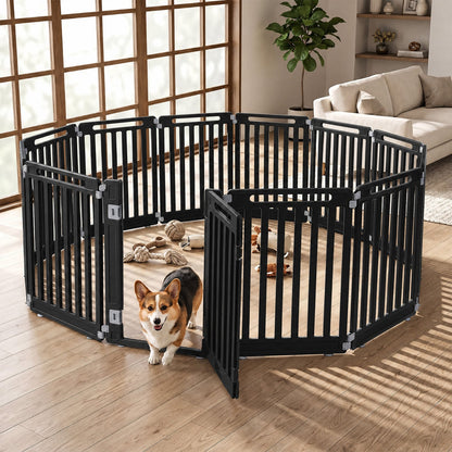 12-Panel Dog Playpen 31.5in height DirectDeals pet fence black modular indoor/outdoor enclosure on Tampa Home & Garden Store