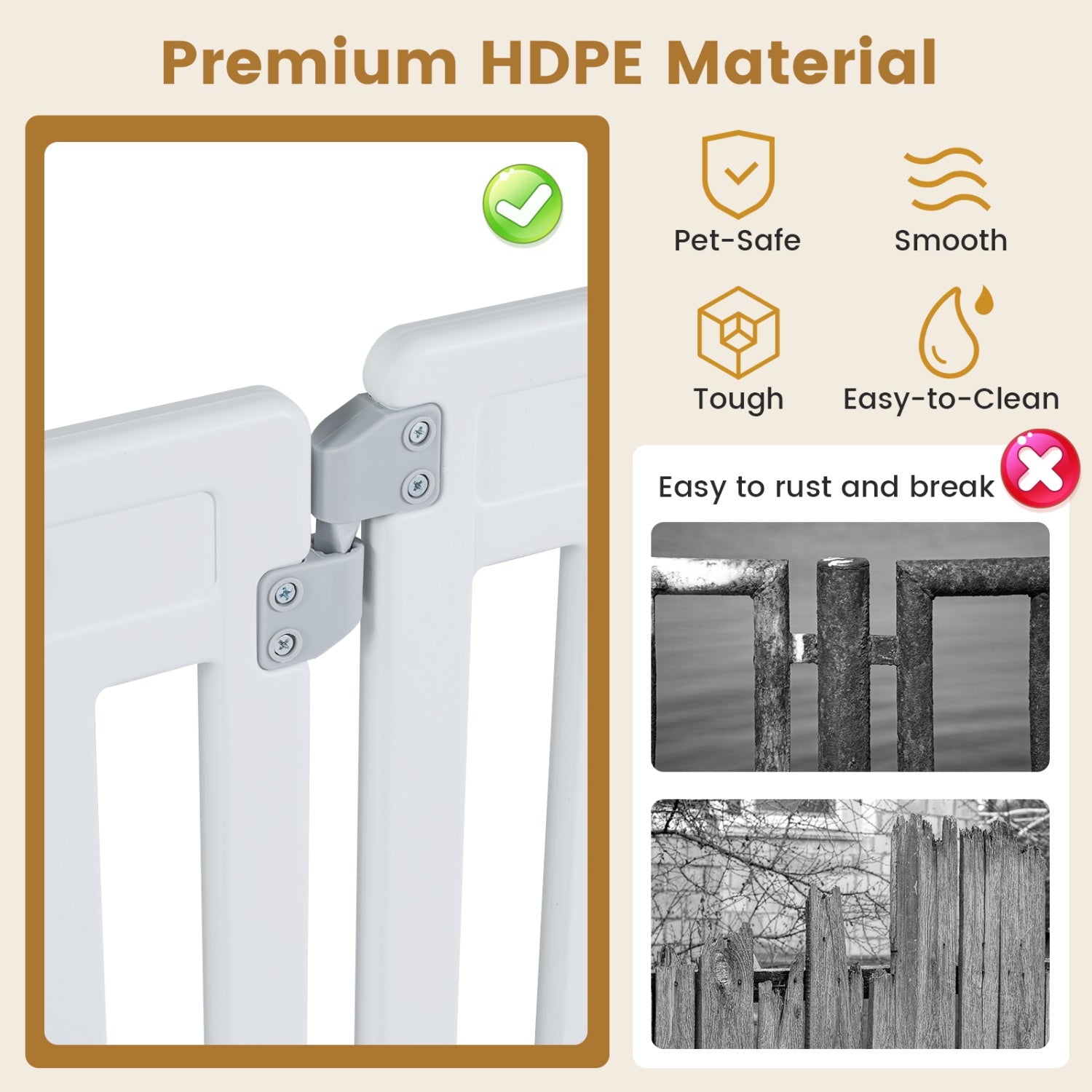 16-Panel Dog Playpen DirectDeals white HDPE pet gate 31.5in height hinge-panel close-up on Tampa Home & Garden Store