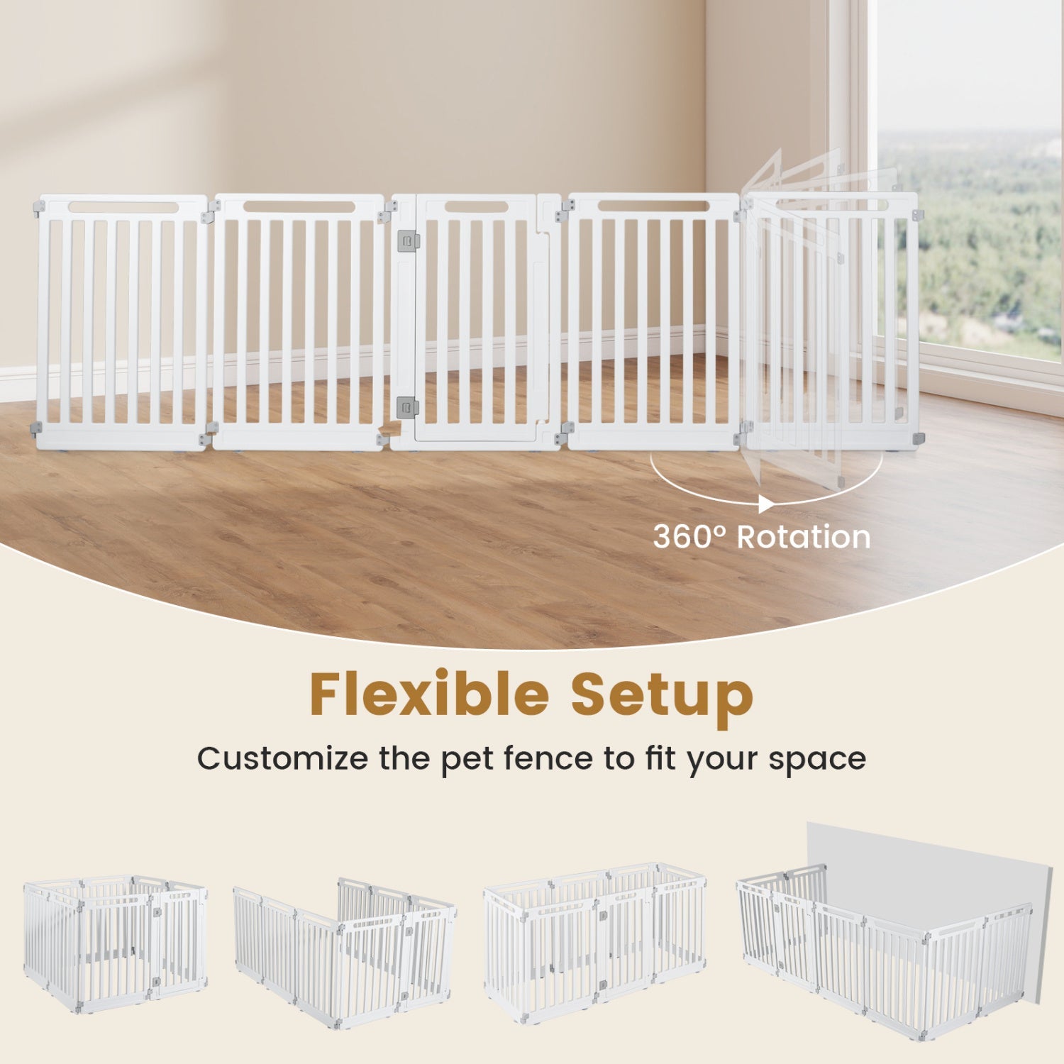 16-Panel Dog Playpen DirectDeals white 31.5in tall modular pet gate with hinged panels 360° rotation on Tampa Home & Garden Store