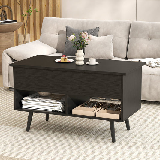31.5 Inch Lift-Top Coffee Table with Hidden Storage and 2 Open Shelves - Tampa Home & Garden Store