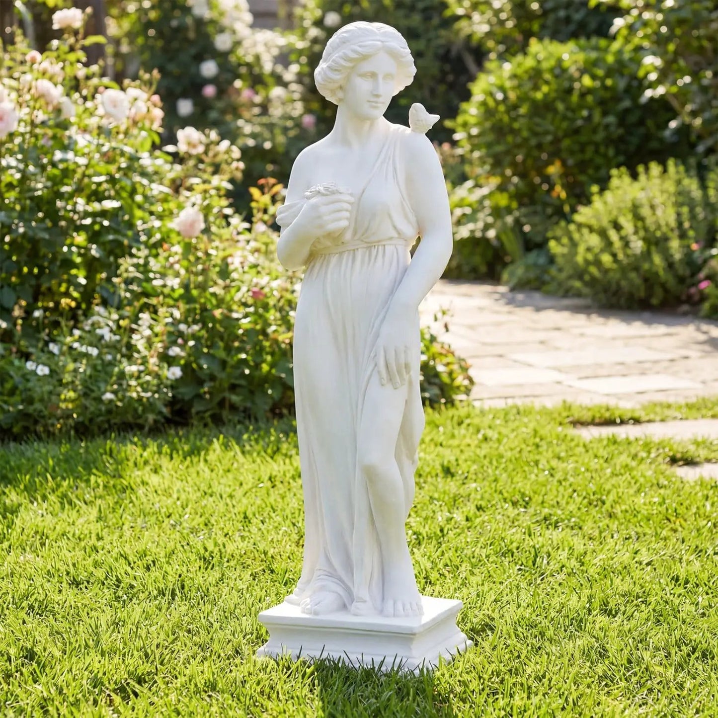 Greek Goddess Statue with Antique Finish and Base