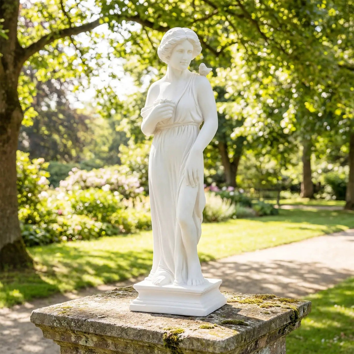 Greek Goddess Statue with Antique Finish and Base