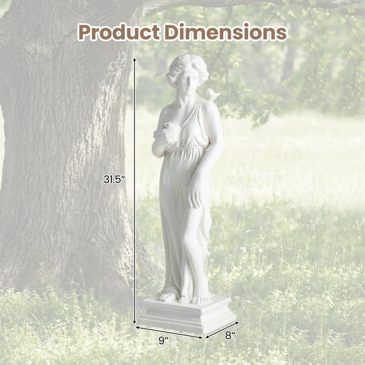 Greek Goddess Statue with Antique Finish and Base