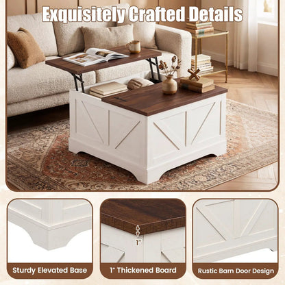31.5 Inch Square Coffee Table with Lifting Top