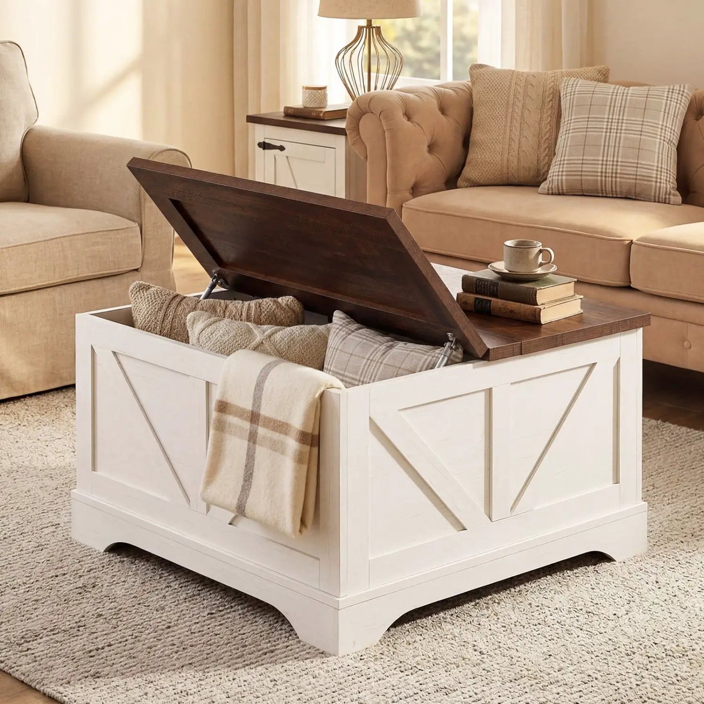 31.5 Inch Square Coffee Table with Lifting Top