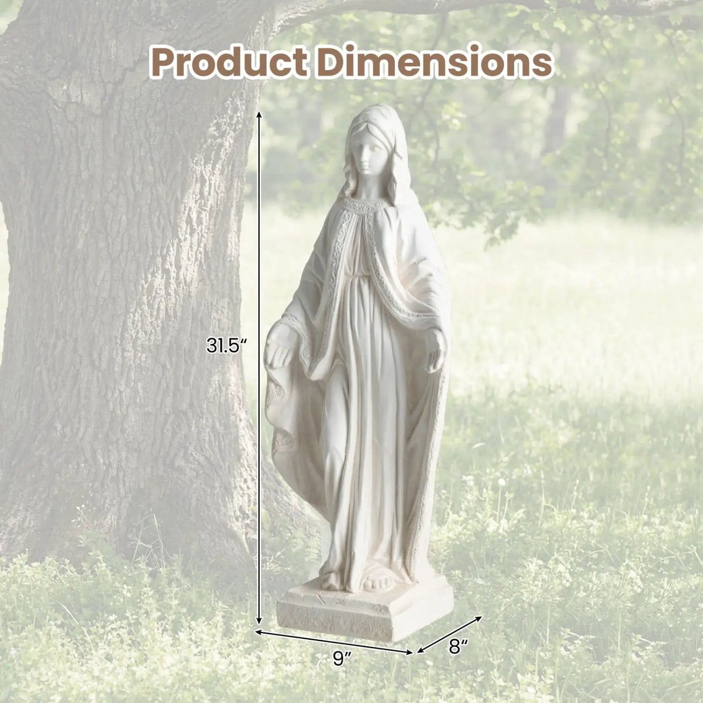 Virgin Mary Statue 31.5 Inch for Yard Patio