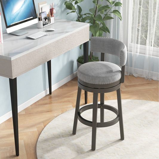 27/31 Inch Swivel Bar Stool with Upholstered Back Seat and Footrest - Tampa Home & Garden Store
