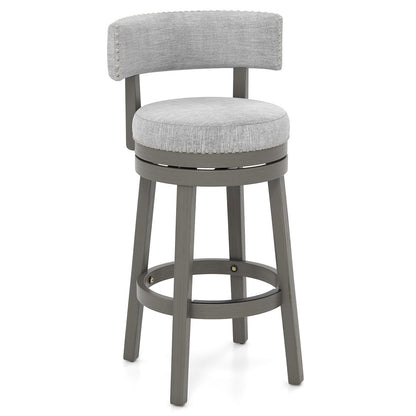 27/31 Inch Swivel Bar Stool with Upholstered Back Seat and Footrest