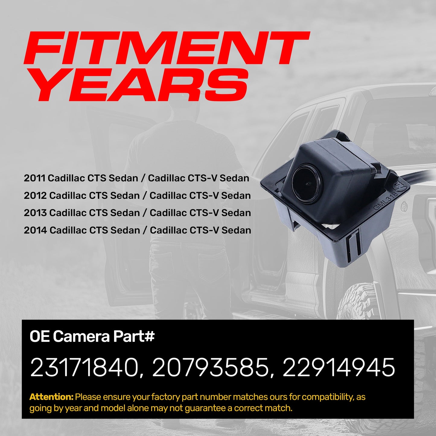 Master Tailgaters OEM backup camera for Cadillac CTS/CTS-V Sedan 2011-2014 black housing on Tampa Home & Garden Store