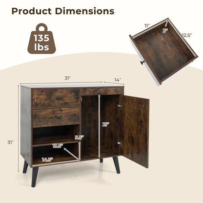 31 Inch Sideboard Cabinet with 2 Drawers