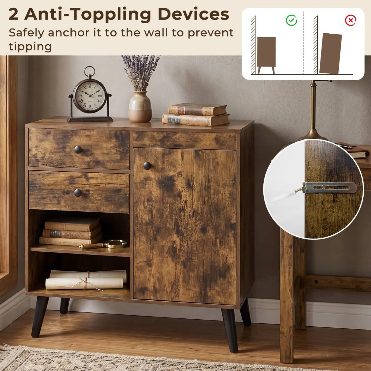 31 Inch Sideboard Cabinet with 2 Drawers
