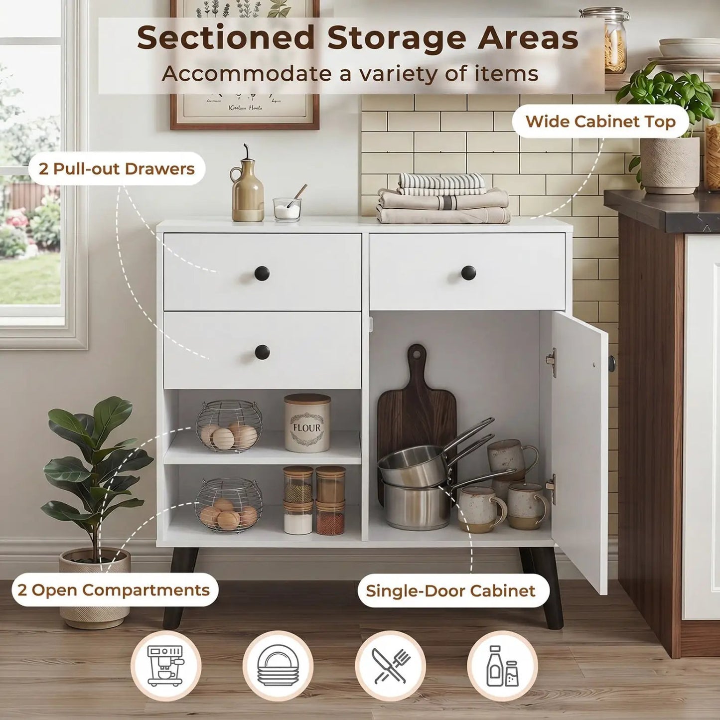 31 Inch Sideboard Cabinet with 2 Drawers