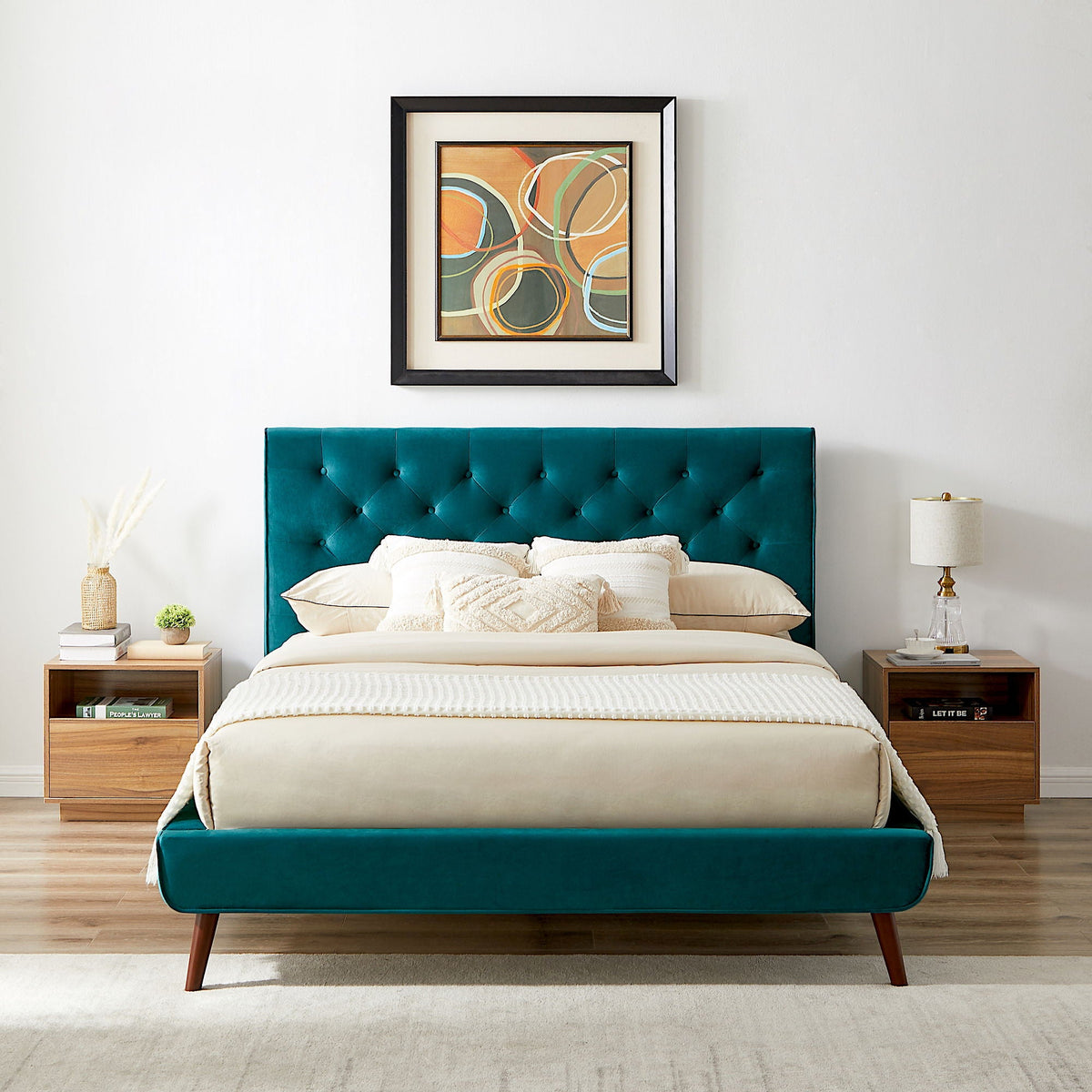 Dillon a Soft Mid Century Platform Bed Frame