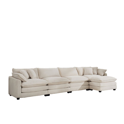 Modern oversized modular cushion sofa with ottoman beige fabric by HouseOfZazla, 2pc set on Tampa Home & Garden Store