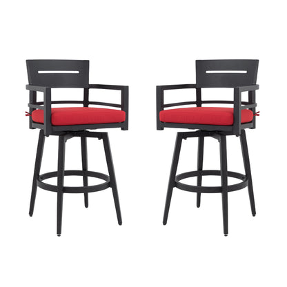Outdoor Swivel Bar Chairs Ergonomic 360 Set of 2