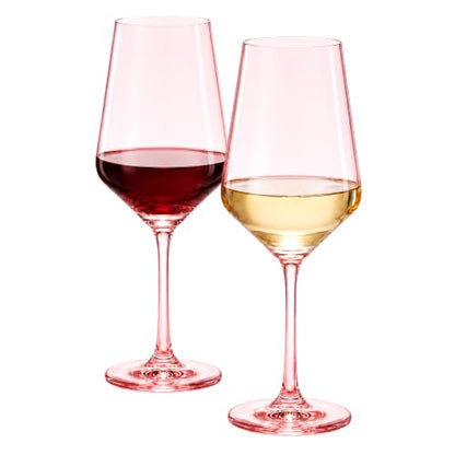 Monet Pink Stemmed Wine Glasses Set of Two