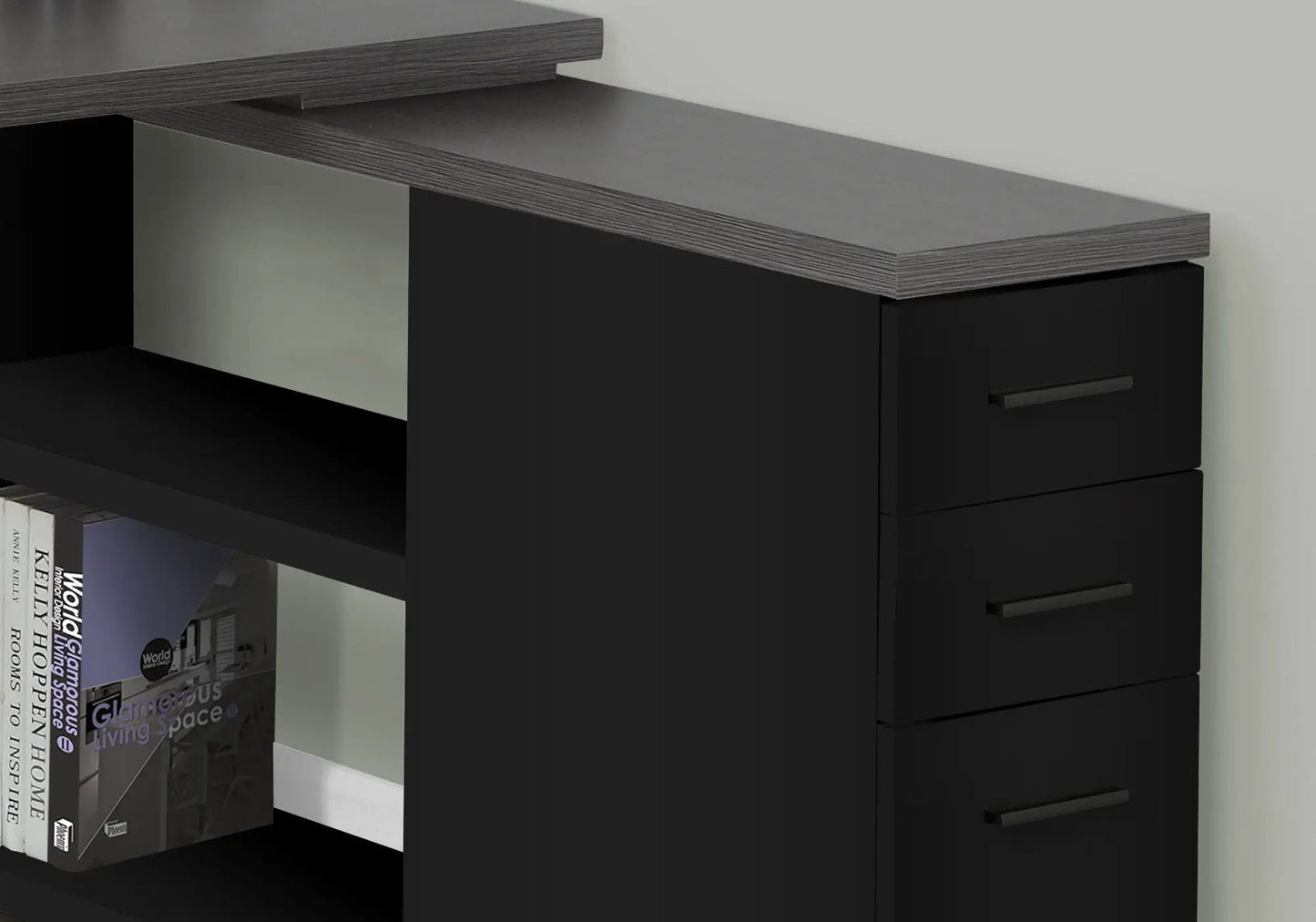 L Shaped Computer Desk with Storage Drawers