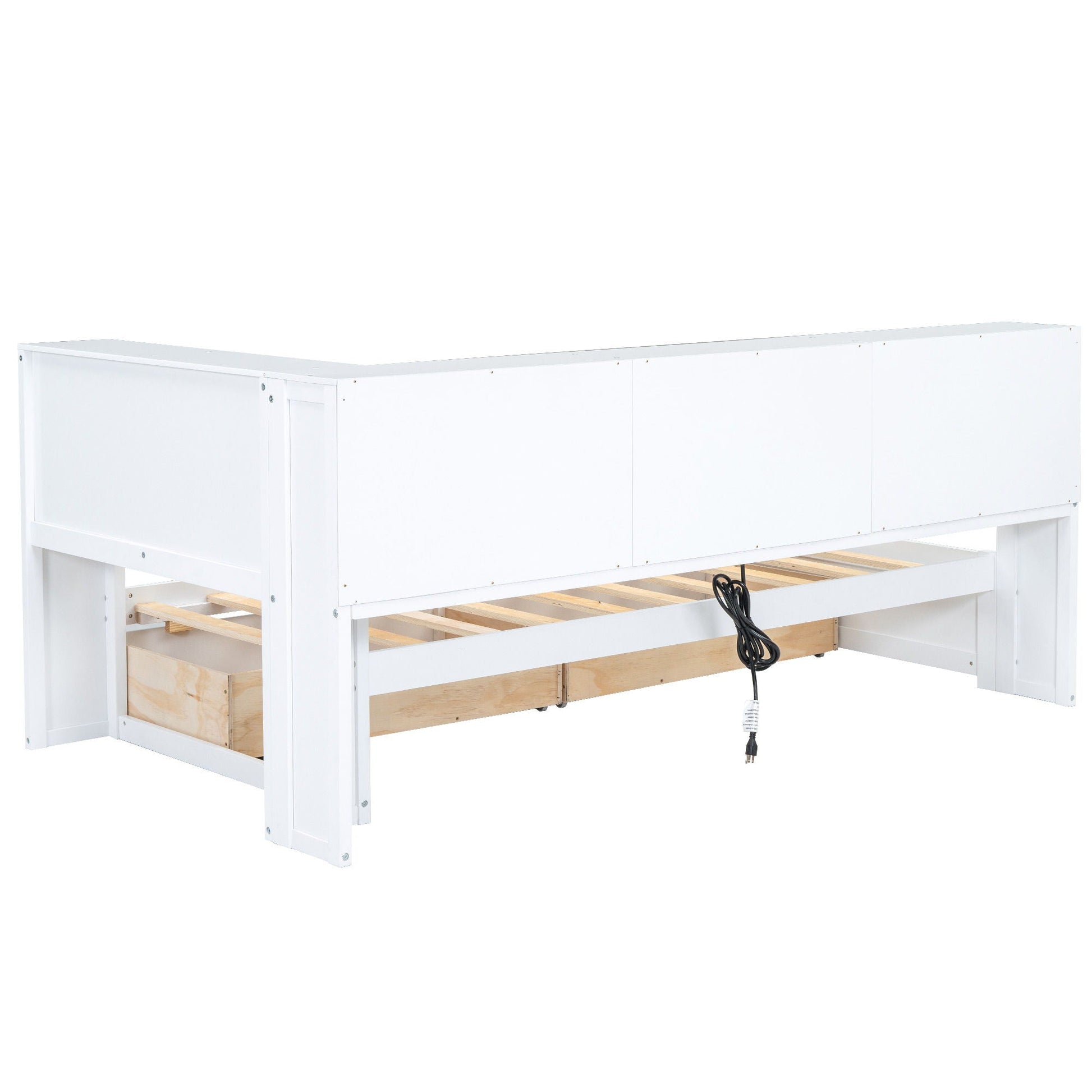 Daybed with 2 under-bed storage drawers in white with a slatted wooden base on Tampa Home & Garden Store