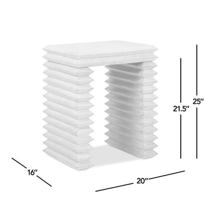 Geometric Waterfall Console Table in white solid wood, two stacked legs HouseOfZazla on Tampa Home & Garden Store
