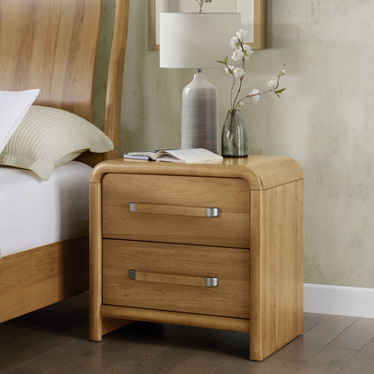 2-drawer nightstand with USB charging, brown wood bedside table by HouseOfZazla on Tampa Home & Garden Store