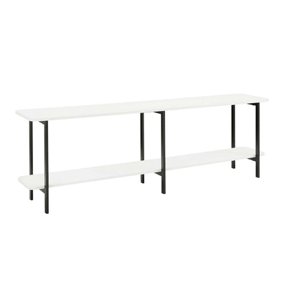 Celine 2-shelf console table with white shelves and black metal legs on Tampa Home & Garden Store