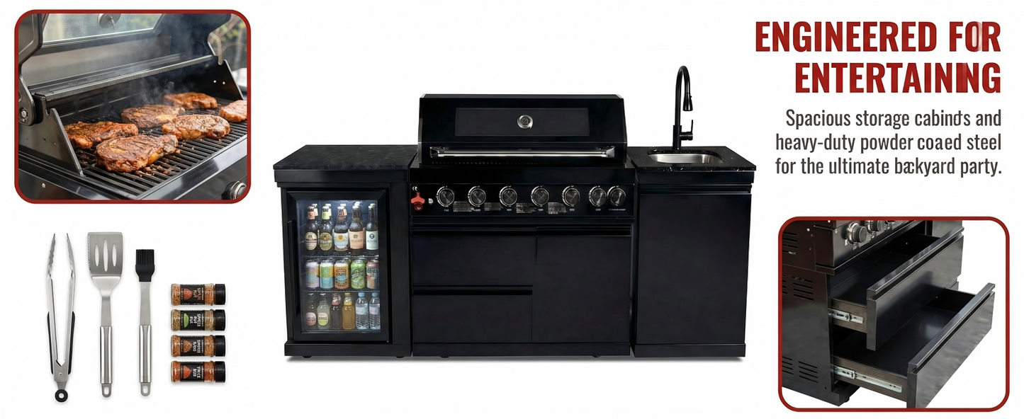 6 Burner Outdoor Grill with Stainless Steel