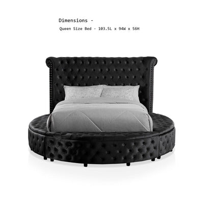 Glam Button Tufted Round Bed with Usb Storage
