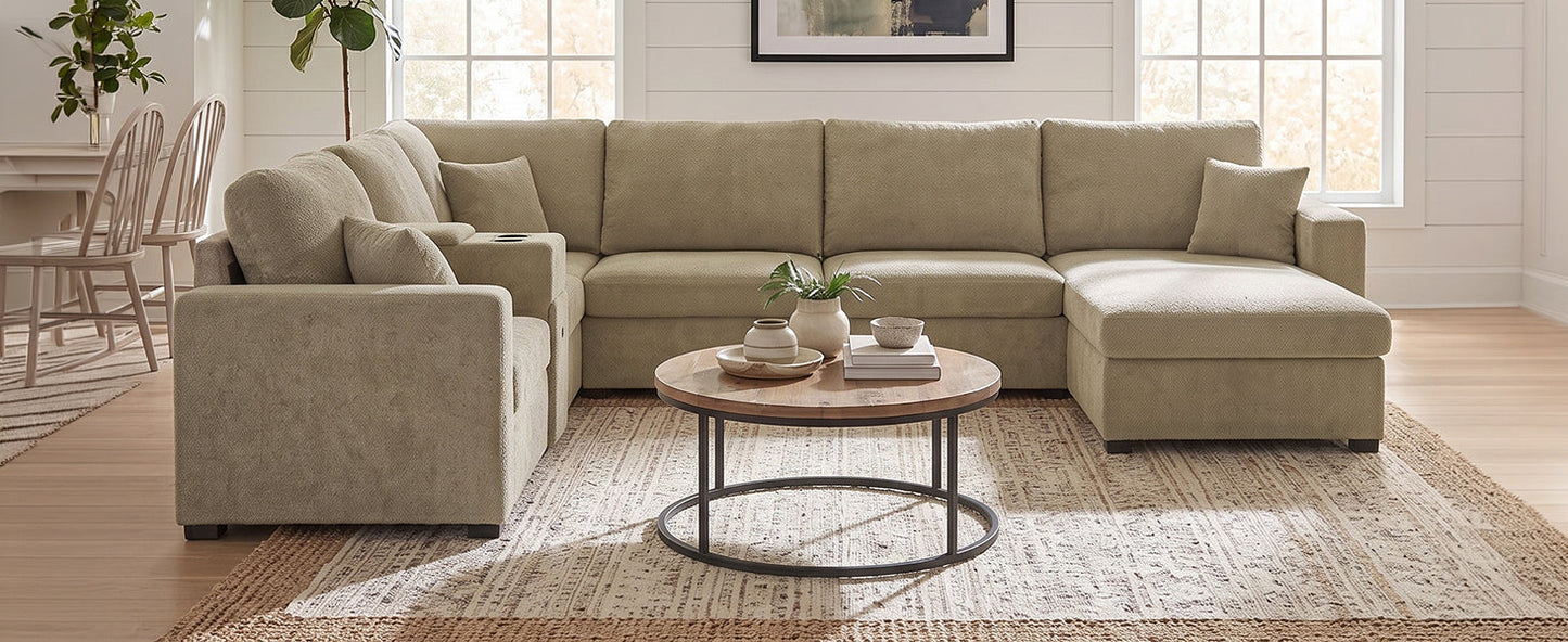 Modern 5 Seat Modular Chenille Sofa and a Couch