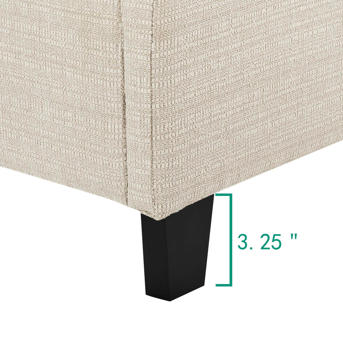 Tufted Upholstered Headboard Platform Bed beige fabric with black legs HouseOfZazla on Tampa Home & Garden Store