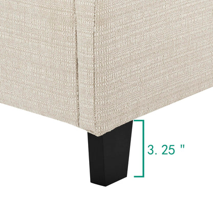 Tufted Upholstered Headboard Platform Bed beige fabric with black legs HouseOfZazla on Tampa Home & Garden Store