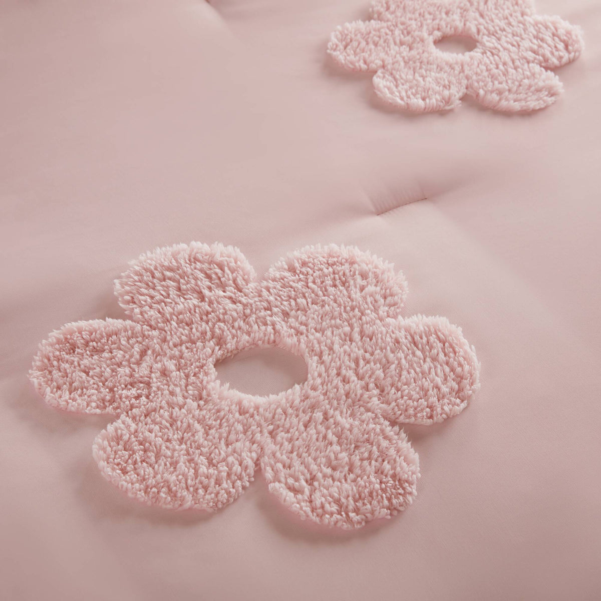3-Piece Twin Reversible Tufted Chenille Comforter Set pink plush rosettes by HouseOfZazla on Tampa Home & Garden Store