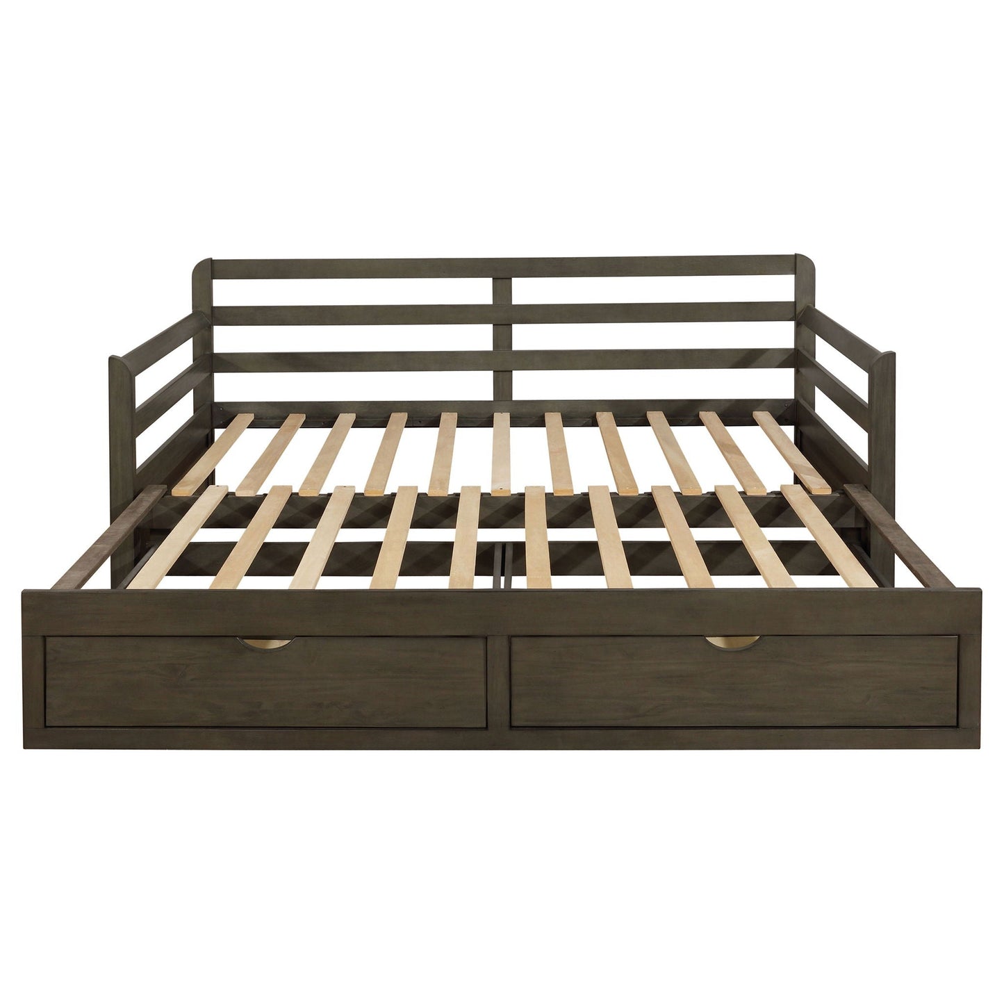Twin Daybed With Trundle and Storage Drawers Gray