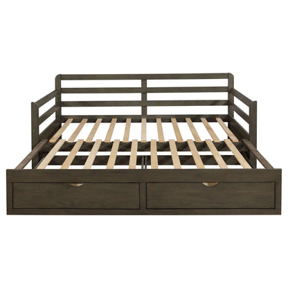 Twin Daybed With Trundle and Storage Drawers Gray