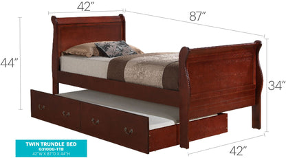 Elegant Trundle Bed by HouseOfZazla with under-bed storage drawers in dark cherry finish on Tampa Home & Garden Store