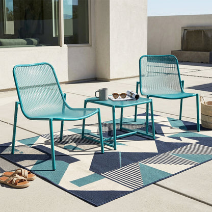 Kincaid Outdoor Teal Mesh and Iron Patio Set